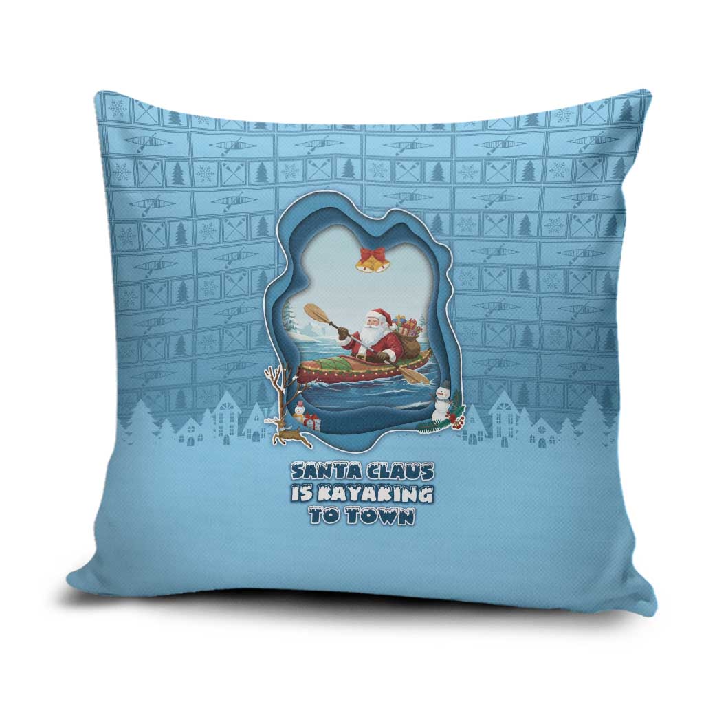 Santa Claus Is Kayaking To Town Pillow Cover Merry Christmas - Wonder Print Shop