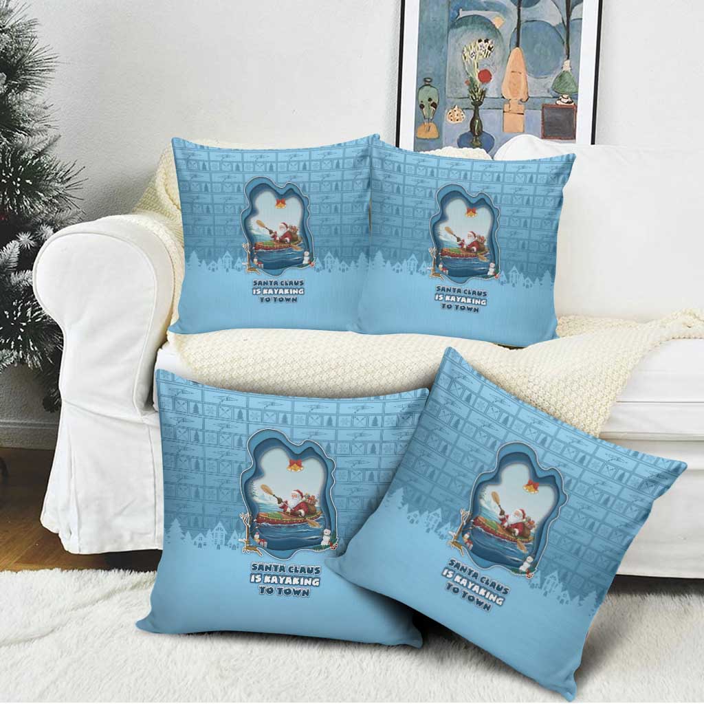 Santa Claus Is Kayaking To Town Pillow Cover Merry Christmas - Wonder Print Shop