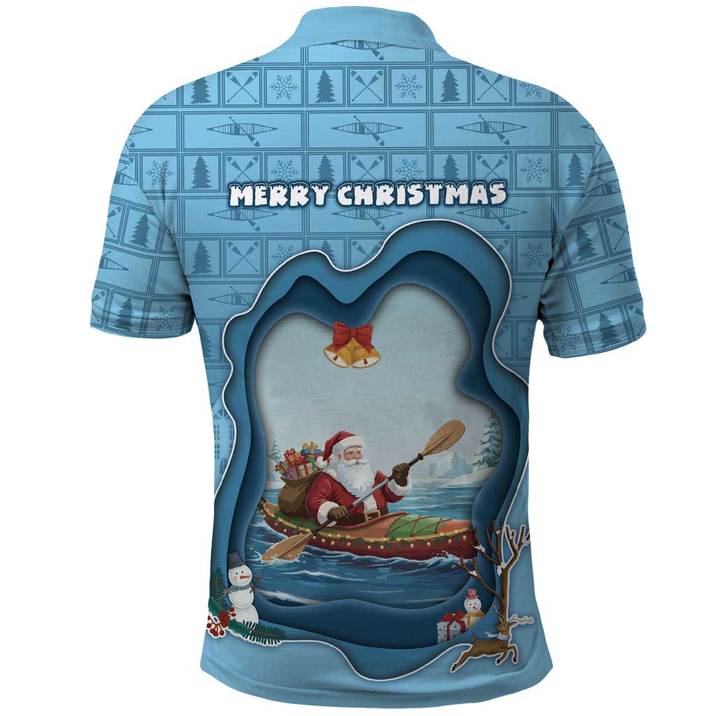 Santa Claus Is Kayaking To Town Polo Shirt Merry Christmas - Wonder Print Shop