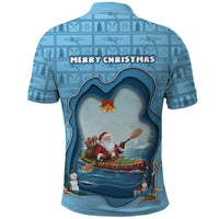 Santa Claus Is Kayaking To Town Polo Shirt Merry Christmas - Wonder Print Shop