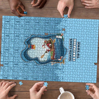 Santa Claus Is Kayaking To Town Puzzle Merry Christmas - Wonder Print Shop