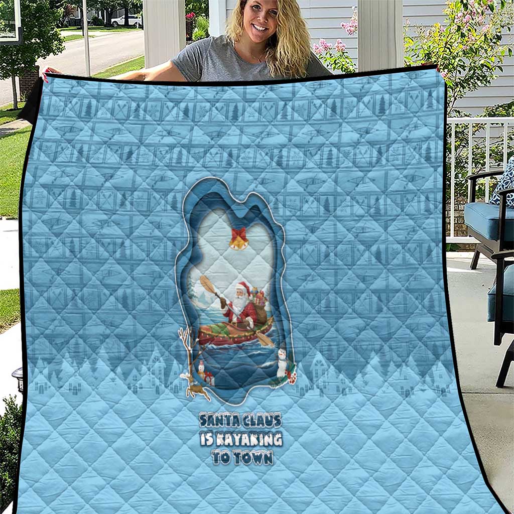 Santa Claus Is Kayaking To Town Quilt Merry Christmas - Wonder Print Shop