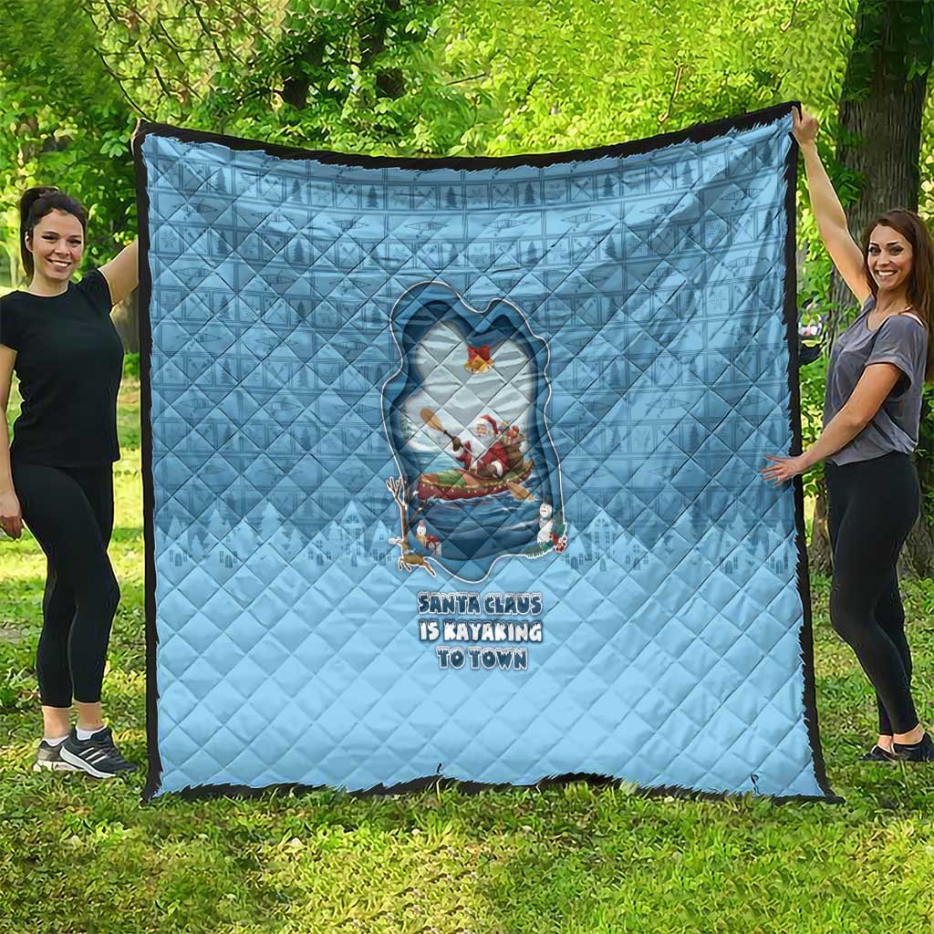 Santa Claus Is Kayaking To Town Quilt Merry Christmas - Wonder Print Shop