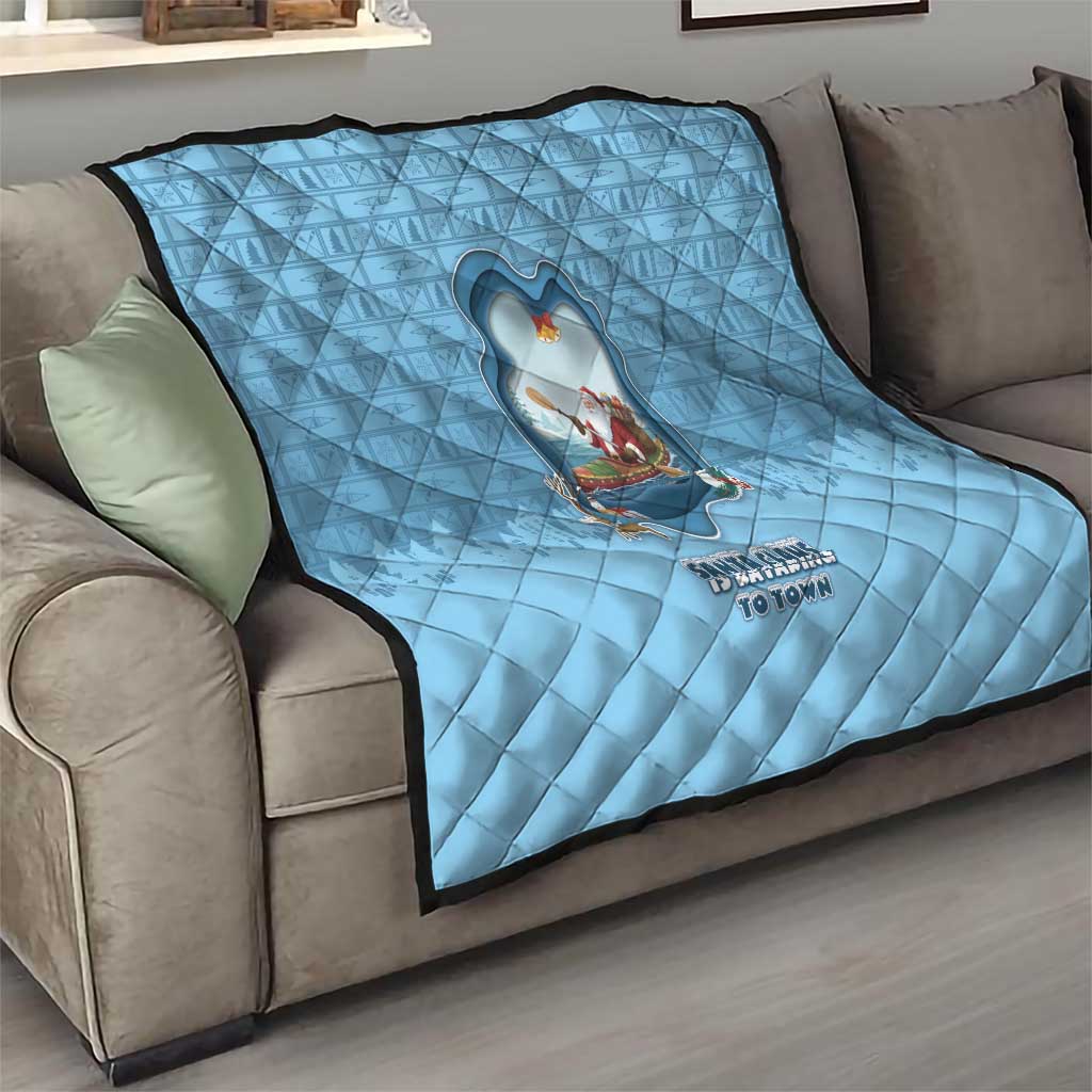 Santa Claus Is Kayaking To Town Quilt Merry Christmas - Wonder Print Shop