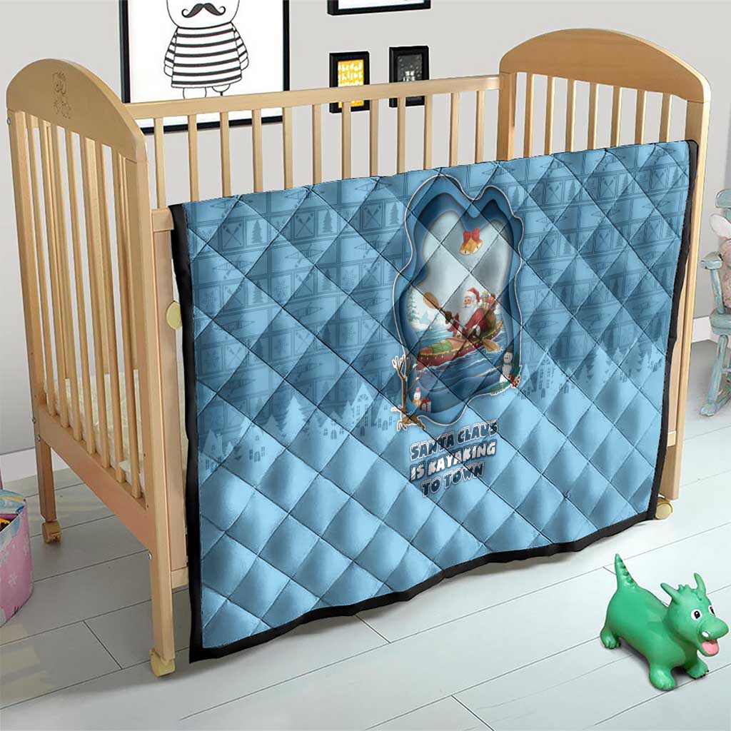 Santa Claus Is Kayaking To Town Quilt Merry Christmas - Wonder Print Shop