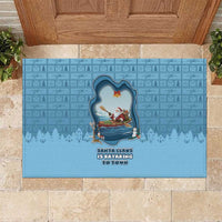 Santa Claus Is Kayaking To Town Rubber Doormat Merry Christmas - Wonder Print Shop