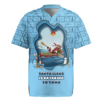 Santa Claus Is Kayaking To Town Rugby Jersey Merry Christmas - Wonder Print Shop