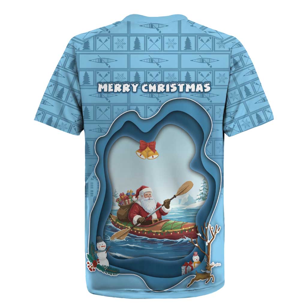 Santa Claus Is Kayaking To Town Rugby Jersey Merry Christmas - Wonder Print Shop