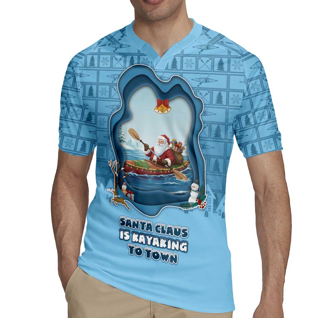 Santa Claus Is Kayaking To Town Rugby Jersey Merry Christmas - Wonder Print Shop