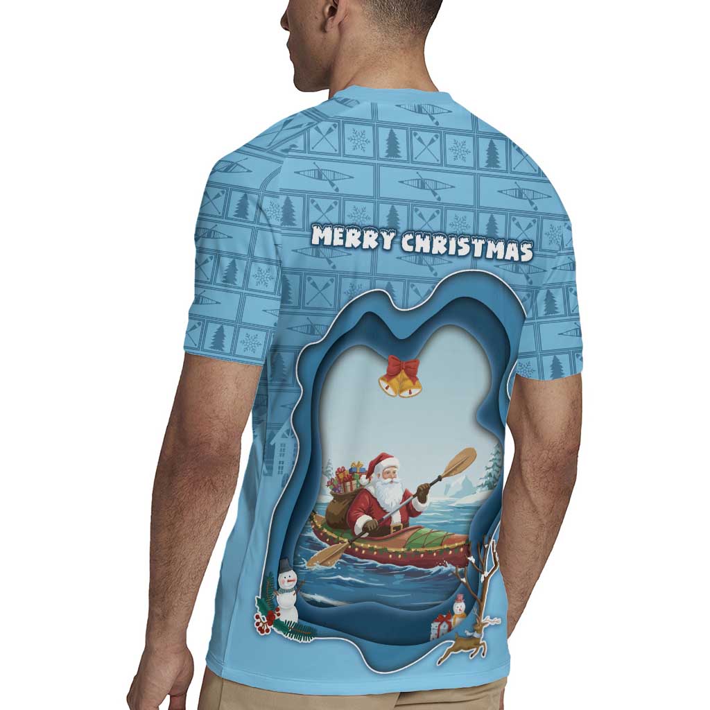 Santa Claus Is Kayaking To Town Rugby Jersey Merry Christmas - Wonder Print Shop