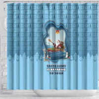 Santa Claus Is Kayaking To Town Shower Curtain Merry Christmas - Wonder Print Shop