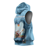 Santa Claus Is Kayaking To Town Sleeveless Hoodie Merry Christmas - Wonder Print Shop