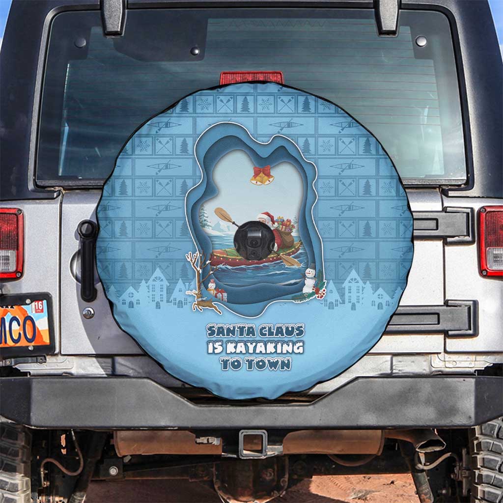 Santa Claus Is Kayaking To Town Spare Tire Cover Merry Christmas - Wonder Print Shop