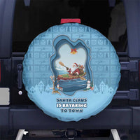 Santa Claus Is Kayaking To Town Spare Tire Cover Merry Christmas - Wonder Print Shop