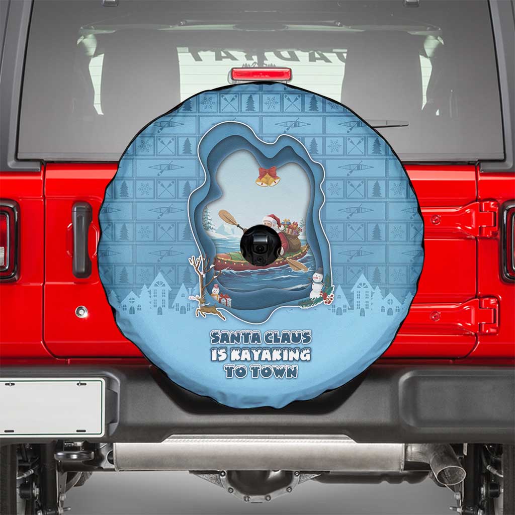 Santa Claus Is Kayaking To Town Spare Tire Cover Merry Christmas - Wonder Print Shop