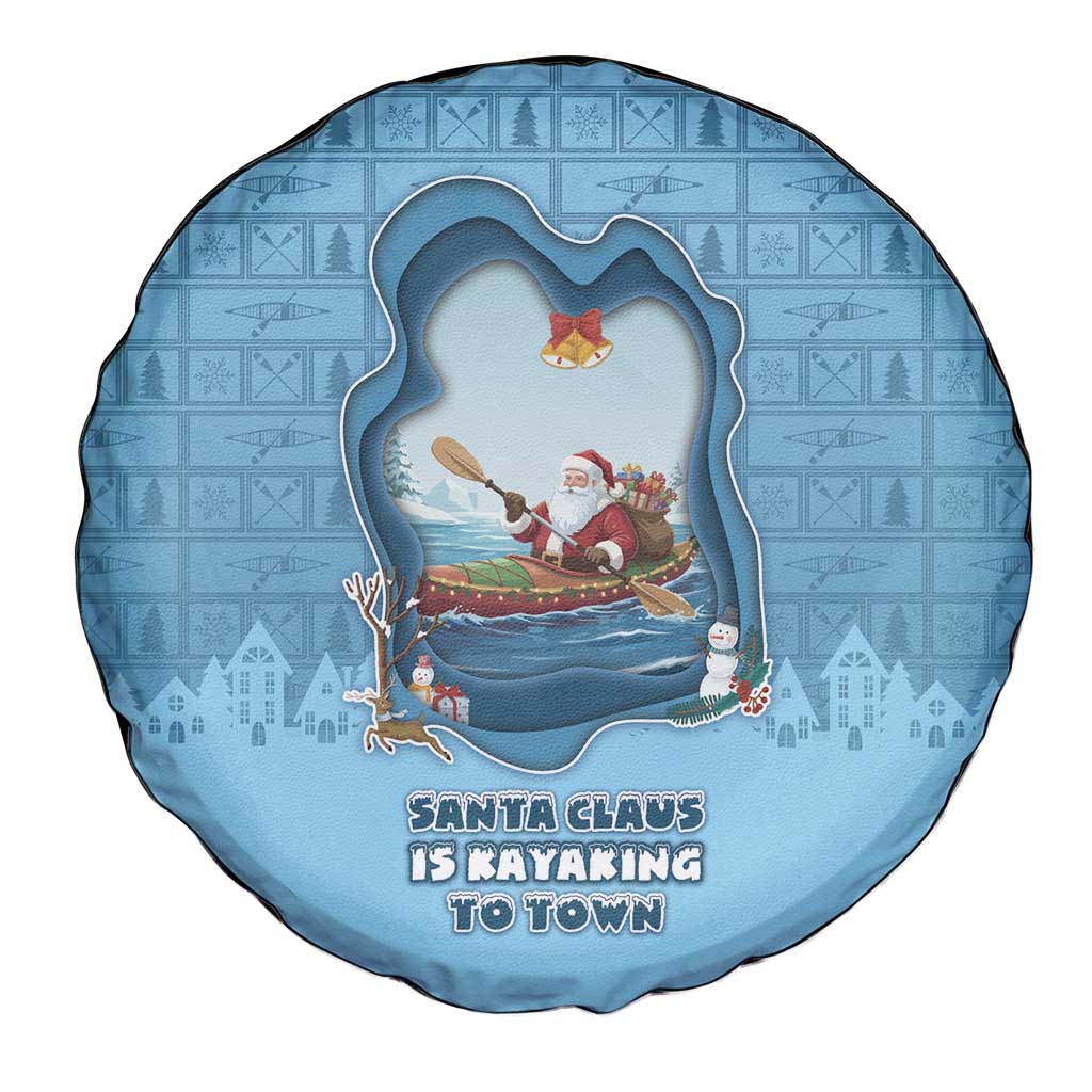 Santa Claus Is Kayaking To Town Spare Tire Cover Merry Christmas - Wonder Print Shop