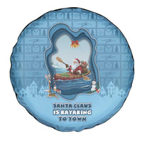 Santa Claus Is Kayaking To Town Spare Tire Cover Merry Christmas - Wonder Print Shop