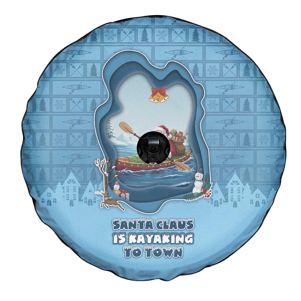Santa Claus Is Kayaking To Town Spare Tire Cover Merry Christmas - Wonder Print Shop