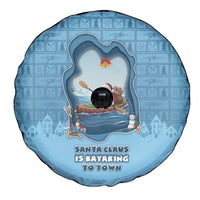 Santa Claus Is Kayaking To Town Spare Tire Cover Merry Christmas - Wonder Print Shop