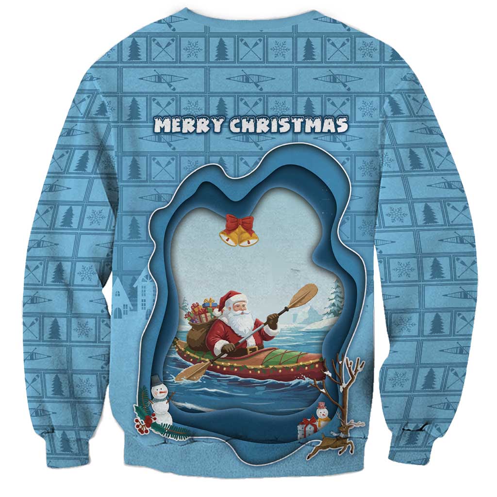 Santa Claus Is Kayaking To Town Sweatshirt Merry Christmas - Wonder Print Shop