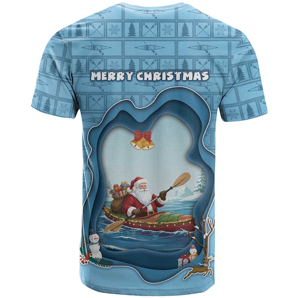 Santa Claus Is Kayaking To Town T Shirt Merry Christmas - Wonder Print Shop