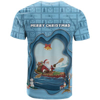 Santa Claus Is Kayaking To Town T Shirt Merry Christmas - Wonder Print Shop