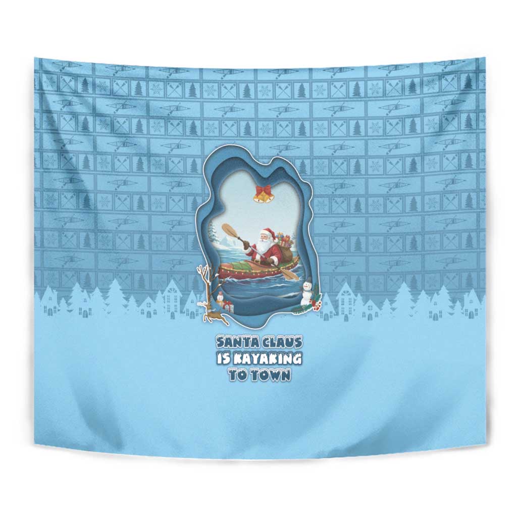 Santa Claus Is Kayaking To Town Tapestry Merry Christmas - Wonder Print Shop