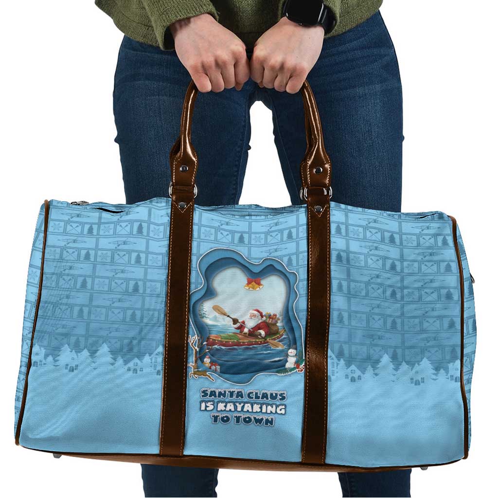 Santa Claus Is Kayaking To Town Travel Bag Merry Christmas - Wonder Print Shop