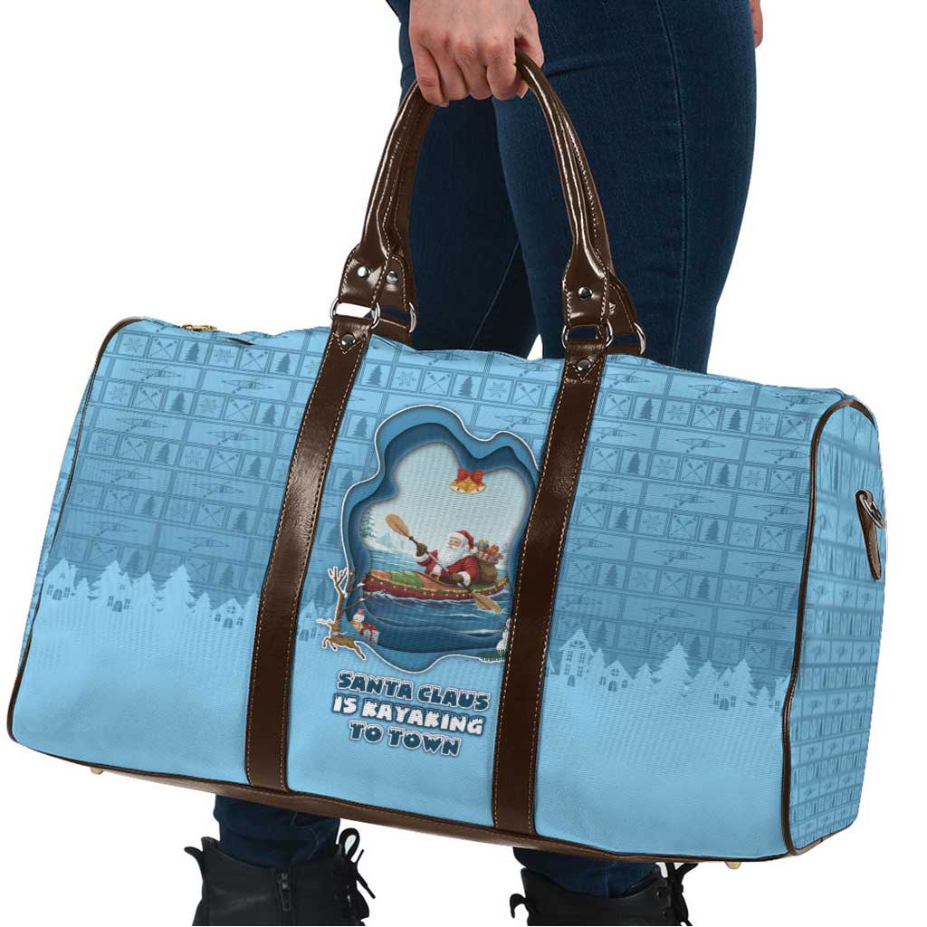 Santa Claus Is Kayaking To Town Travel Bag Merry Christmas - Wonder Print Shop