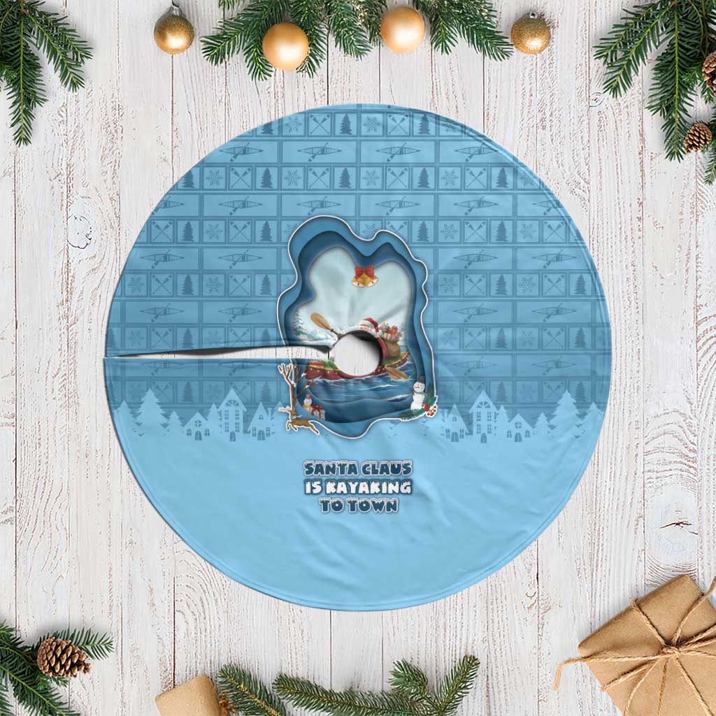 Santa Claus Is Kayaking To Town Tree Skirt Merry Christmas - Wonder Print Shop