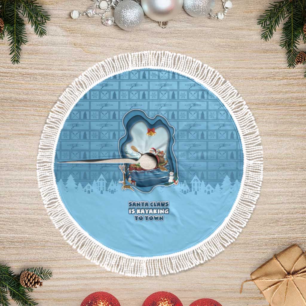 Santa Claus Is Kayaking To Town Tree Skirt Merry Christmas - Wonder Print Shop