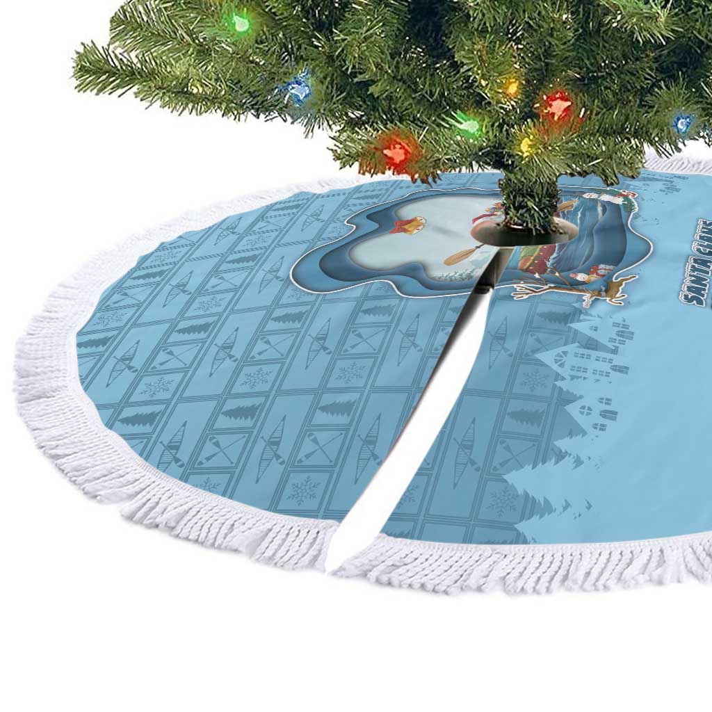 Santa Claus Is Kayaking To Town Tree Skirt Merry Christmas - Wonder Print Shop