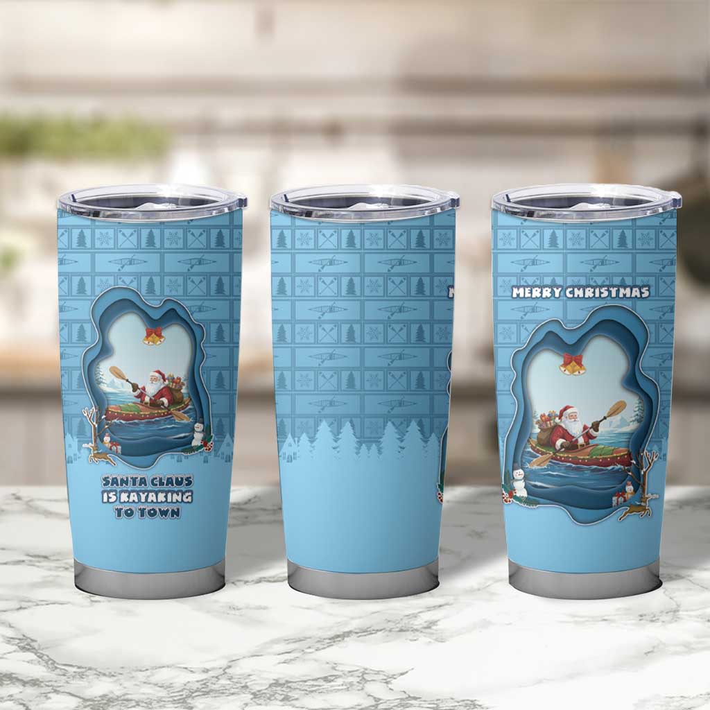 Santa Claus Is Kayaking To Town Tumbler Cup Merry Christmas - Wonder Print Shop