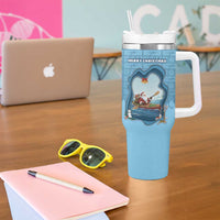 Santa Claus Is Kayaking To Town Tumbler With Handle Merry Christmas - Wonder Print Shop