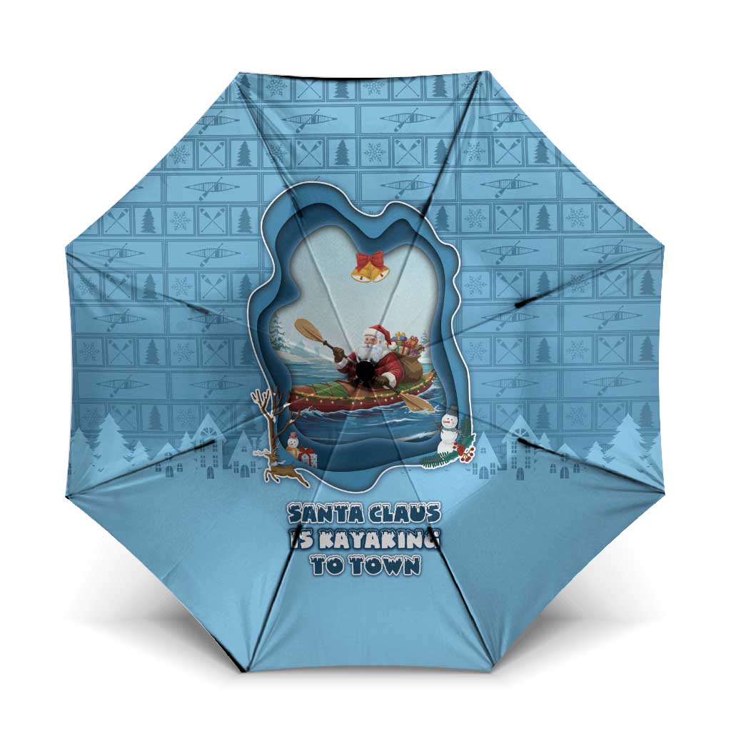 Santa Claus Is Kayaking To Town Umbrella Merry Christmas - Wonder Print Shop