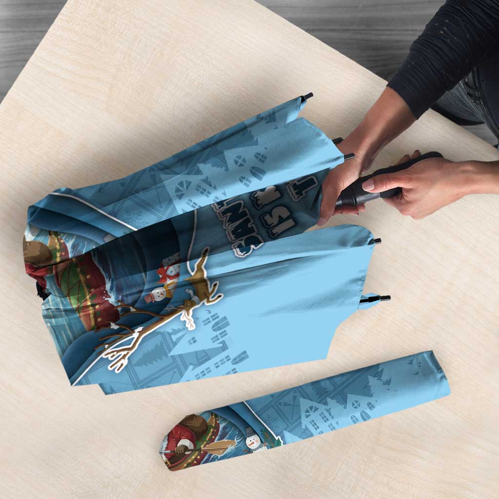 Santa Claus Is Kayaking To Town Umbrella Merry Christmas - Wonder Print Shop
