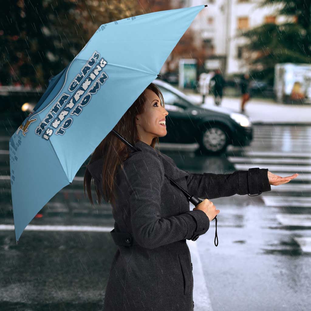 Santa Claus Is Kayaking To Town Umbrella Merry Christmas - Wonder Print Shop