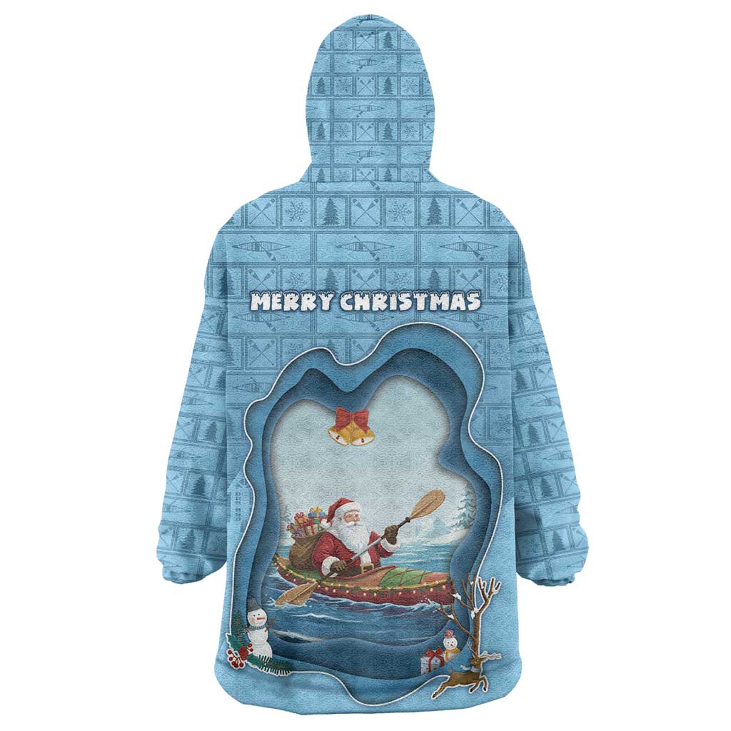 Santa Claus Is Kayaking To Town Wearable Blanket Hoodie Merry Christmas - Wonder Print Shop