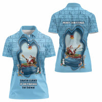 Santa Claus Is Kayaking To Town Women Polo Shirt Merry Christmas - Wonder Print Shop