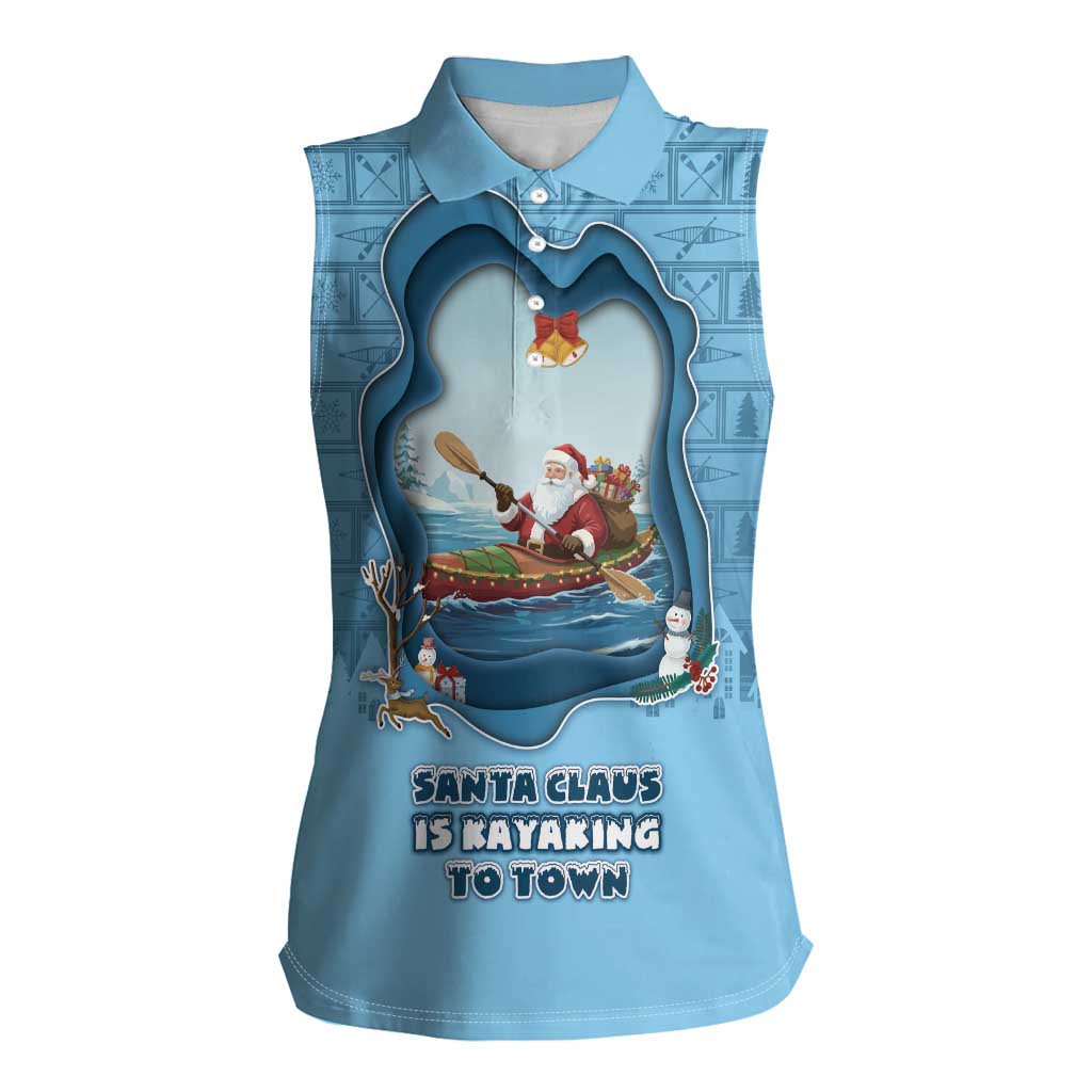 Santa Claus Is Kayaking To Town Women Sleeveless Polo Shirt Merry Christmas - Wonder Print Shop