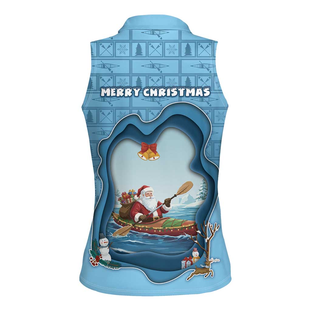 Santa Claus Is Kayaking To Town Women Sleeveless Polo Shirt Merry Christmas - Wonder Print Shop