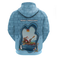 Santa Claus Is Kayaking To Town Zip Hoodie Merry Christmas - Wonder Print Shop
