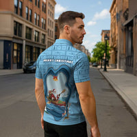 Santa Claus Is Kayaking To Town Zipper Polo Shirt Merry Christmas - Wonder Print Shop