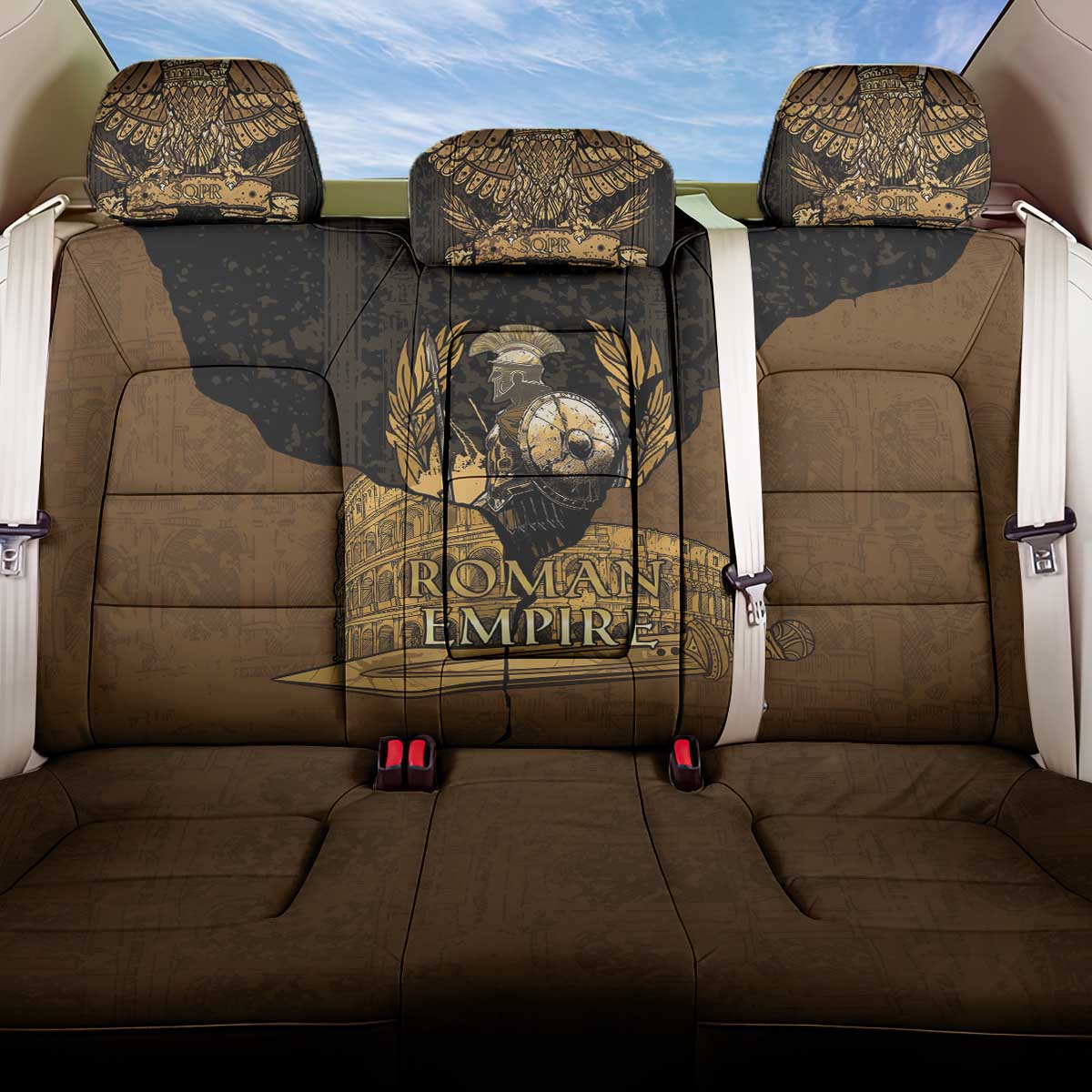 Roman Empire Back Car Seat Cover Centurion Colosseum - Wonder Print Shop