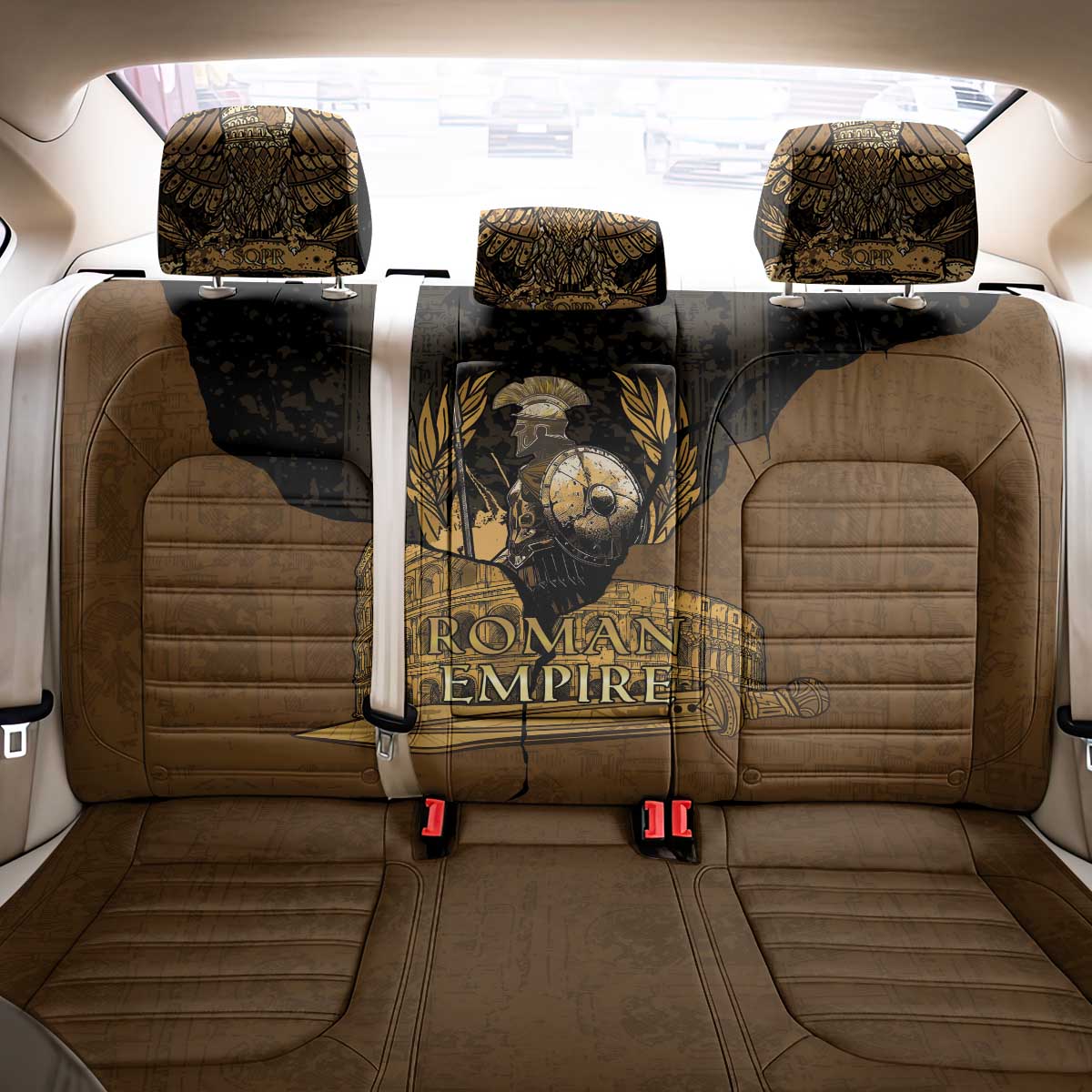 Roman Empire Back Car Seat Cover Centurion Colosseum - Wonder Print Shop