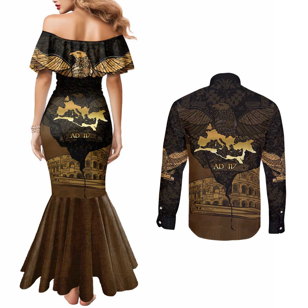 Roman Empire Couples Matching Mermaid Dress and Long Sleeve Button Shirt Centurion Colosseum - Wonder Print Shop