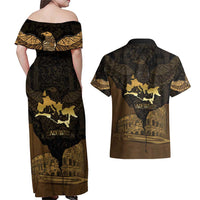 Roman Empire Couples Matching Off Shoulder Maxi Dress and Hawaiian Shirt Centurion Colosseum - Wonder Print Shop