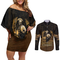 Roman Empire Couples Matching Off Shoulder Short Dress and Long Sleeve Button Shirt Centurion Colosseum - Wonder Print Shop