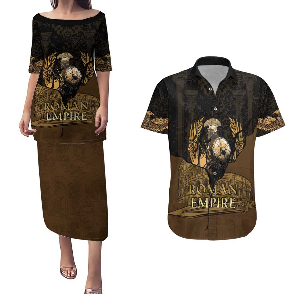 Roman Empire Couples Matching Puletasi and Hawaiian Shirt Centurion Colosseum - Wonder Print Shop