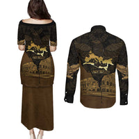 Roman Empire Couples Matching Puletasi and Long Sleeve Button Shirt Centurion Colosseum - Wonder Print Shop